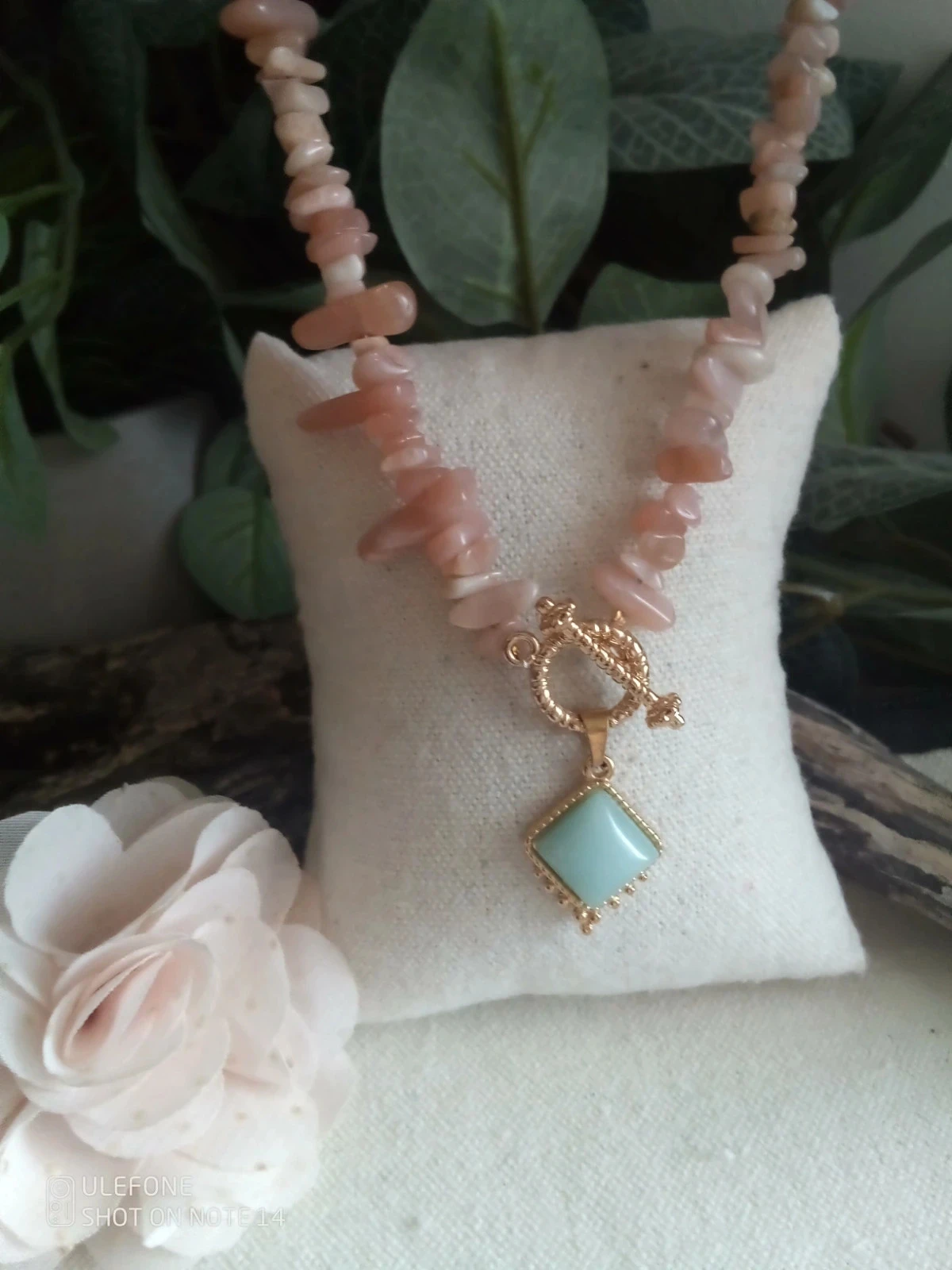 Zonnesteen ketting met amazoniet hanger – photo 3